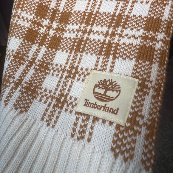 TIMBERLAND Digital Plaid Brown/Orange & White Scarf - Warm Winter Gear NWT - Picture 4 of 8